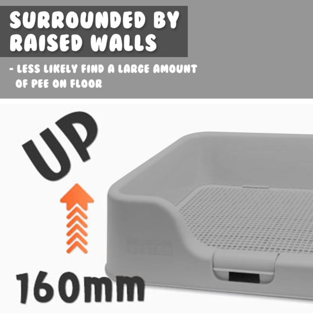 Pet Potty Tray Raised Walls T1 - Grey Image 3