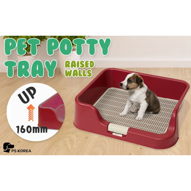 Pet Potty Tray Raised Walls T1 - Red Wine Image 2