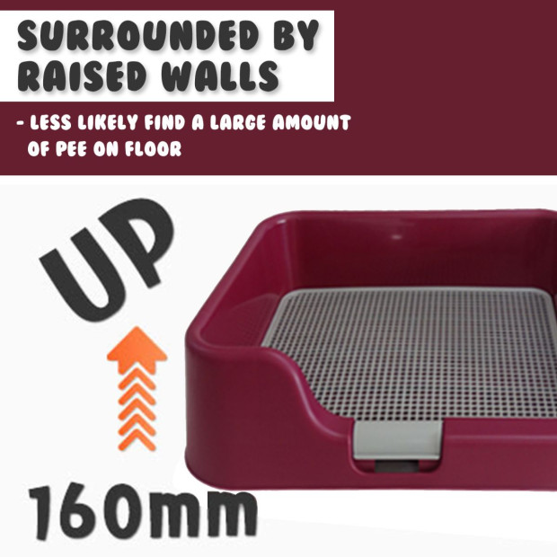 Pet Potty Tray Raised Walls T1 - Red Wine Image 3