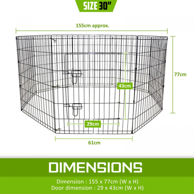 30in 8 Panel Foldable Pet Playpen With Cover Image 9