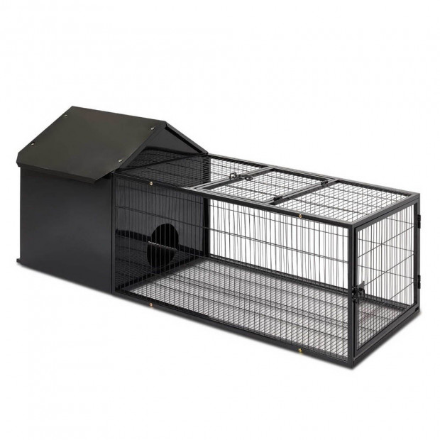 Large Metal Rabit Hutch - Black