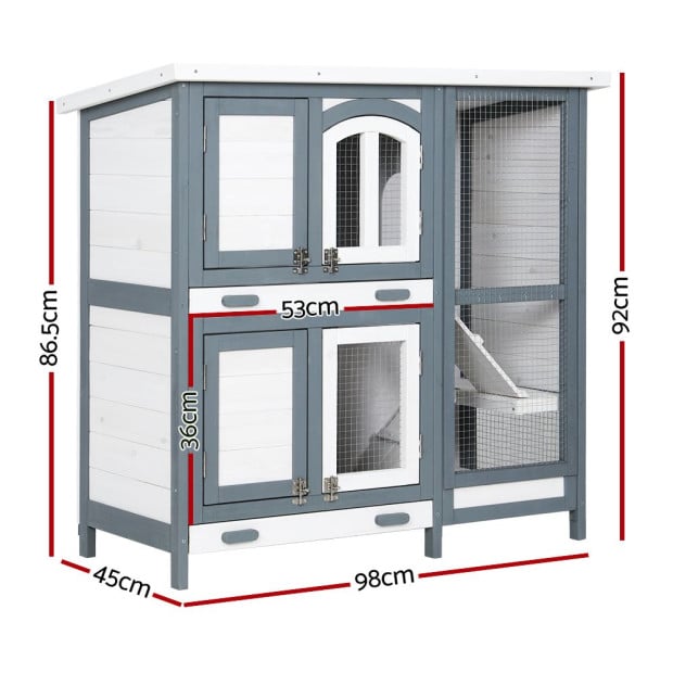 Rabbit Hutch Large Chicken Coop Wooden House Cage Pet Bunny Guinea Pig Image 2