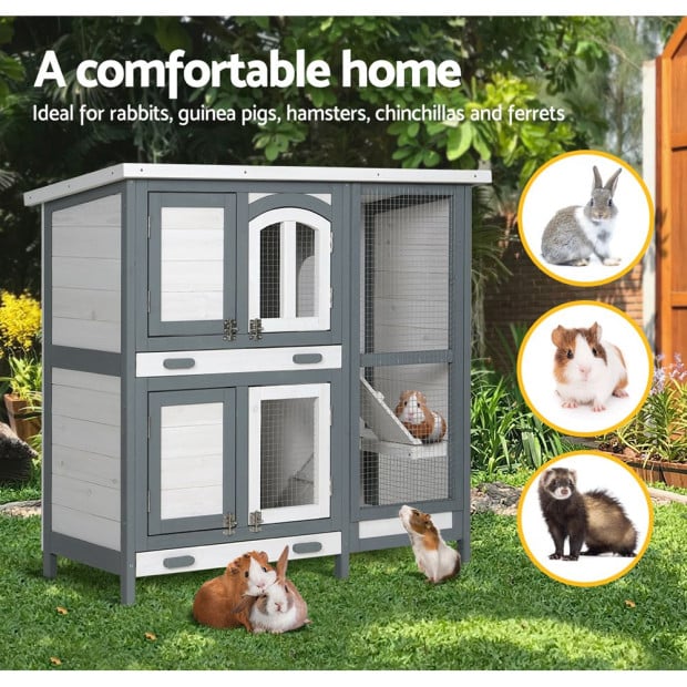 Rabbit Hutch Large Chicken Coop Wooden House Cage Pet Bunny Guinea Pig Image 5