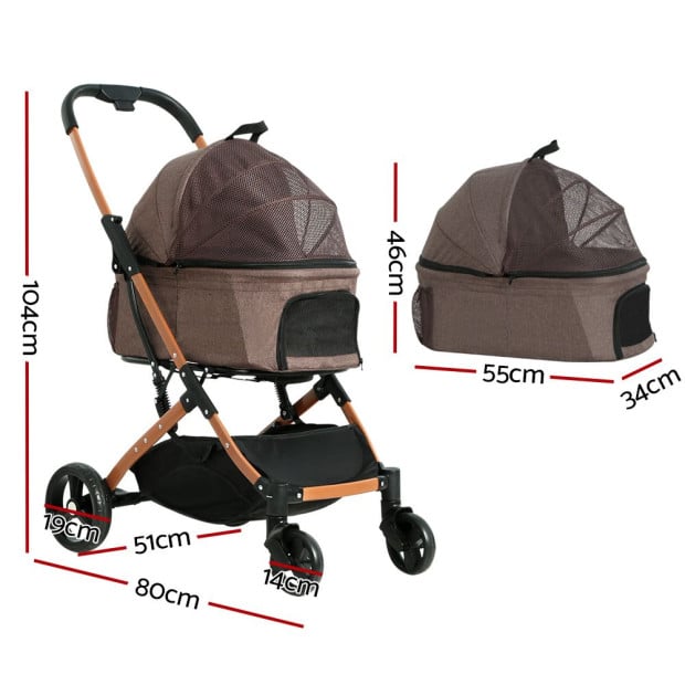 Pet Stroller Dog Pram Large Cat Carrier Travel Foldable 4 Wheels Image 2