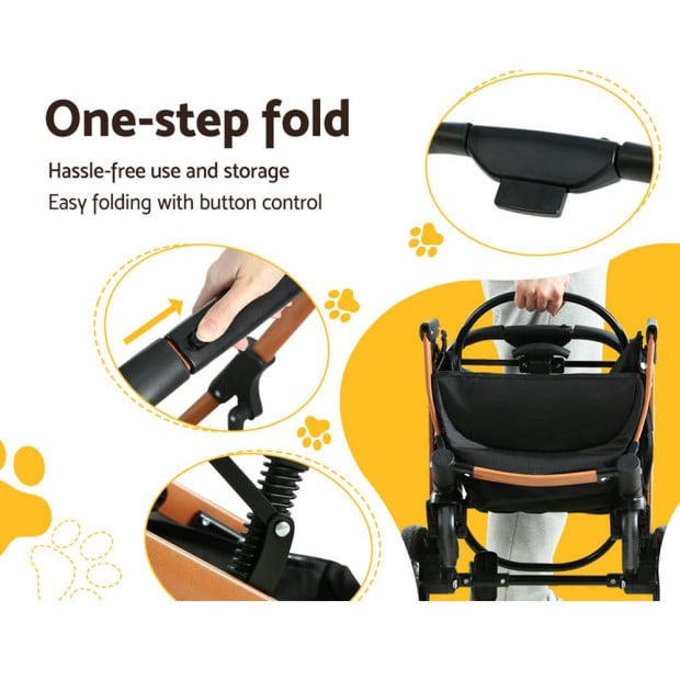 Pet Stroller Dog Pram Large Cat Carrier Travel Foldable 4 Wheels Image 6