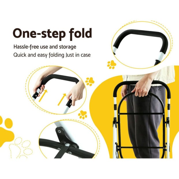 Pet Stroller Dog Pram Large Cat Carrier Travel Foldable Double Blue Image 7