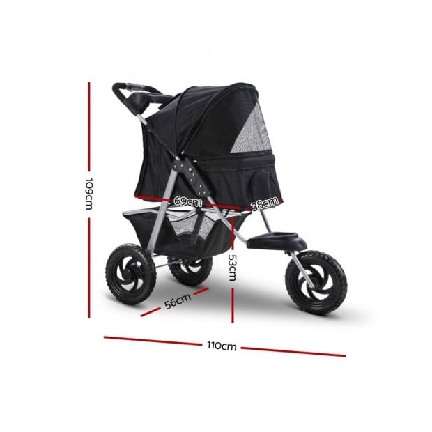 Pet Stroller Dog Carrier Foldable Pram Large Black Image 2