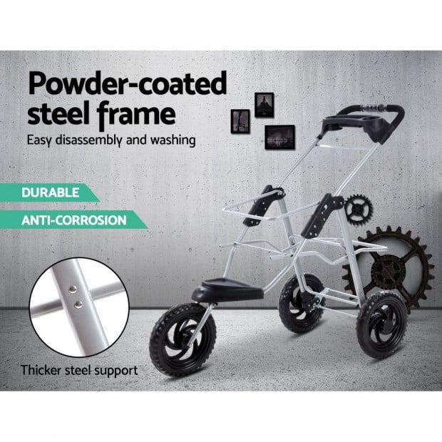 Pet Stroller Dog Carrier Foldable Pram Large Black Image 6