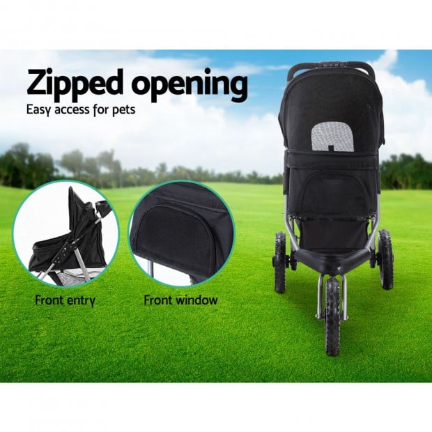 Pet Stroller Dog Carrier Foldable Pram Large Black Image 7