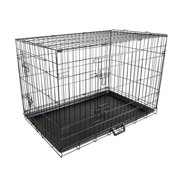 36in Foldable Metal Wire Dog Cage with Removable Tray
