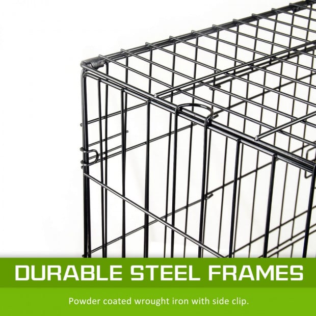 36in Foldable Metal Wire Dog Cage with Removable Tray Image 3
