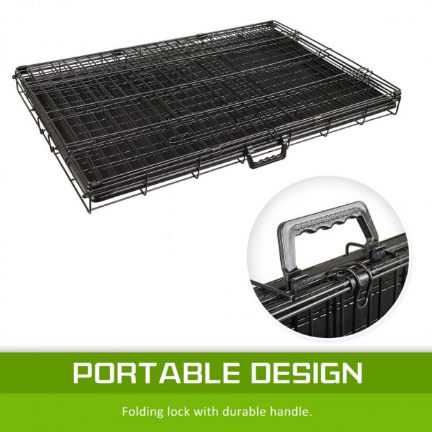 36in Foldable Metal Wire Dog Cage with Removable Tray Image 5