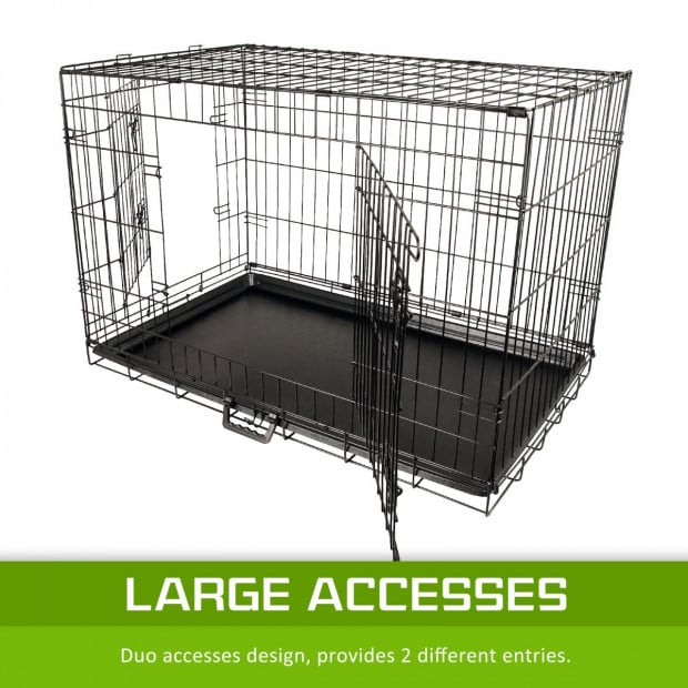 36in Foldable Metal Wire Dog Cage with Removable Tray Image 4