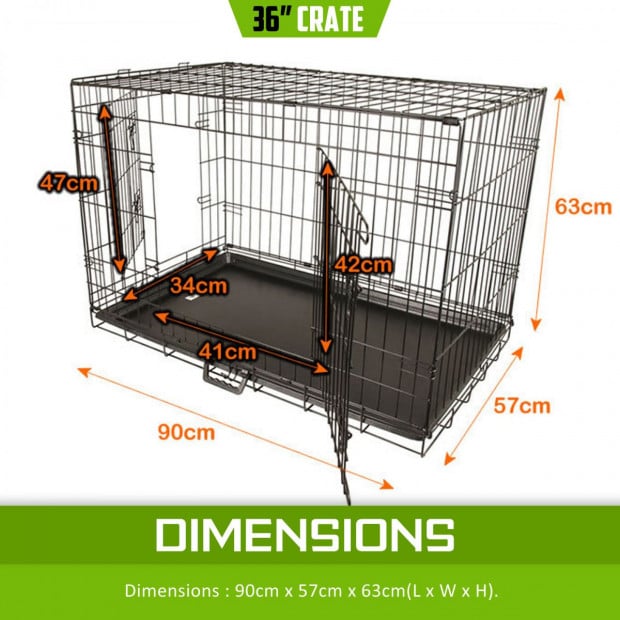 36in Foldable Metal Wire Dog Cage with Removable Tray Image 7