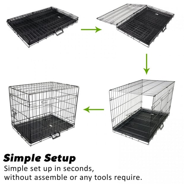 36in Foldable Wire Dog Cage with Tray + Cushion Mat Image 6