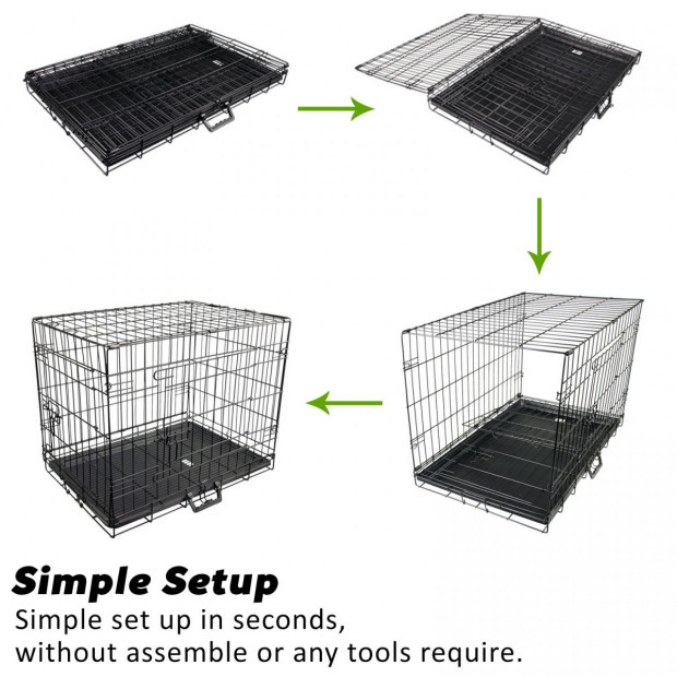 48in Foldable Wire Dog Cage with Tray + Cushion Mat Image 6