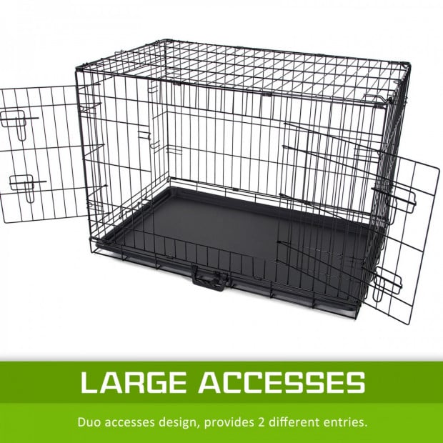 Foldable Metal Wire Dog Cage w/ Cover - PINK 30