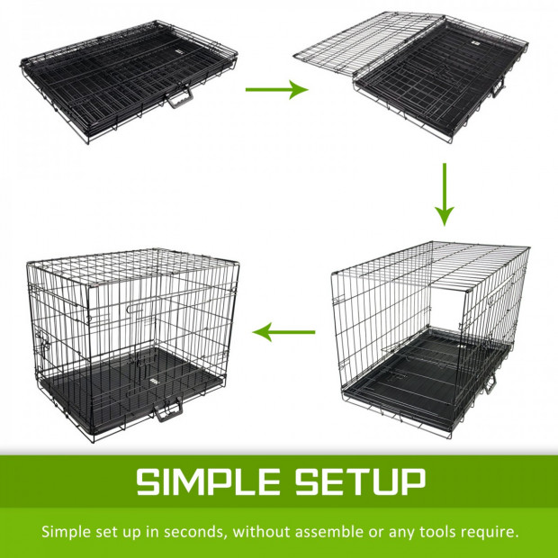 Foldable Metal Wire Dog Cage w/ Cover - PINK 30