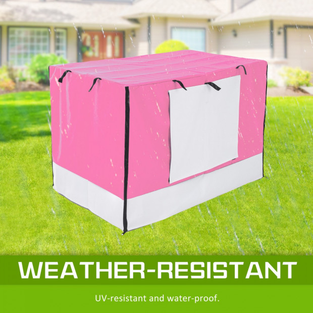 Foldable Metal Wire Dog Cage w/ Cover - PINK 42