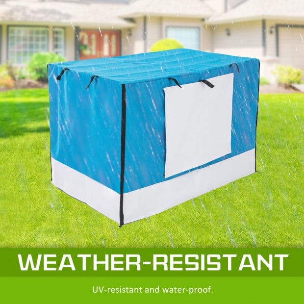 Foldable Metal Wire Dog Cage w/ Cover - BLUE 48