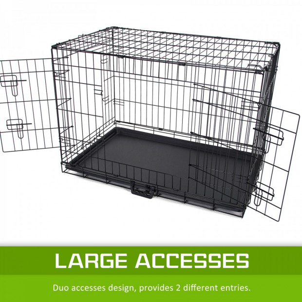 Foldable Metal Wire Dog Cage w/ Cover - PINK 48