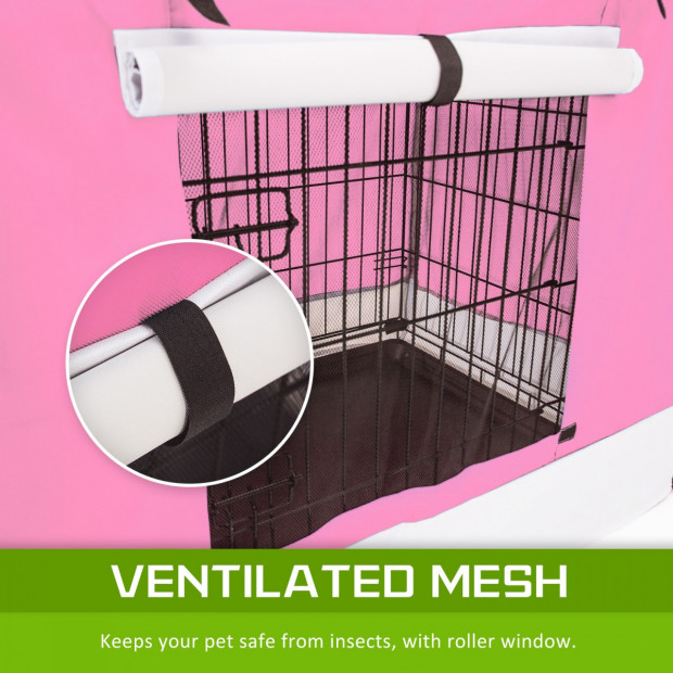 Foldable Metal Wire Dog Cage w/ Cover - PINK 48