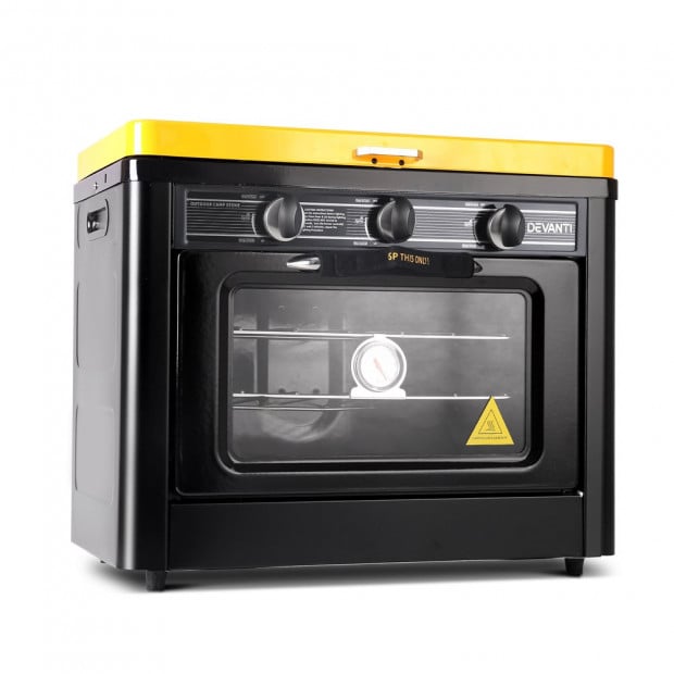 Portable Gas Oven and Stove Black and Yellow