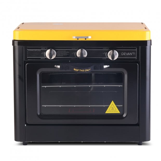 Portable Gas Oven and Stove Black and Yellow Image 3