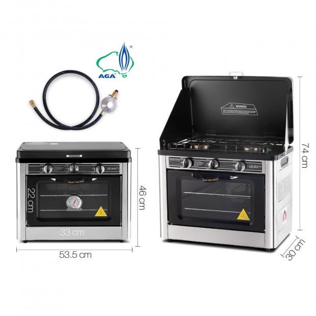 Devanti Portable Gas Oven and Stove Silver and Black Image 2