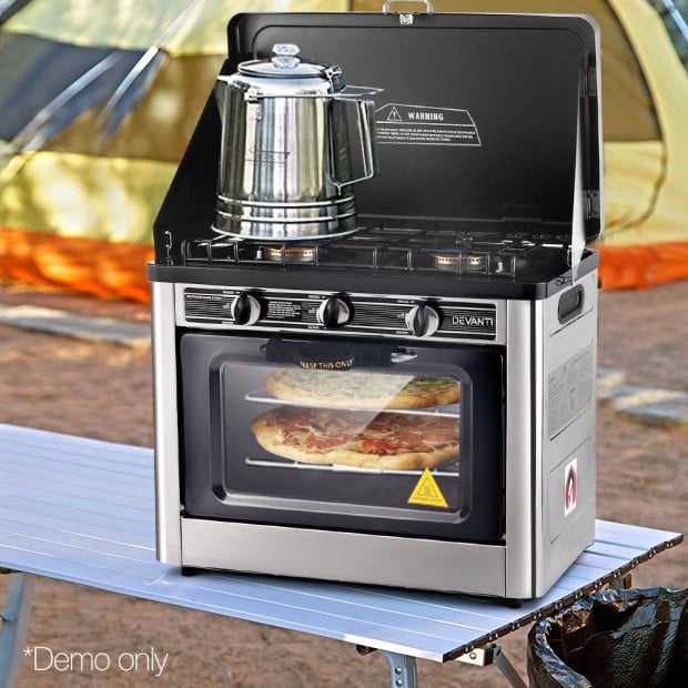 Devanti Portable Gas Oven and Stove Silver and Black Image 12