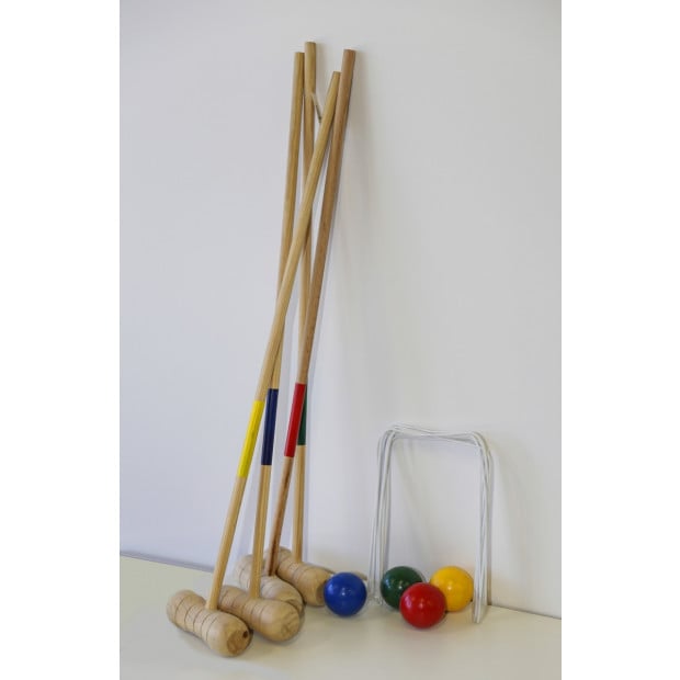 Kids Wooden Outdoor Mini Croquet Set W/ 4 Mallets Image 2