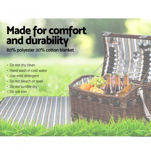 Alfresco 4 Person Wicker Picnic Basket Baskets Outdoor Insulate