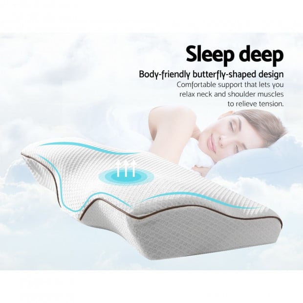 Memory Foam Pillow Neck Pillows Contour Rebound Pain Relief Support White Image 3