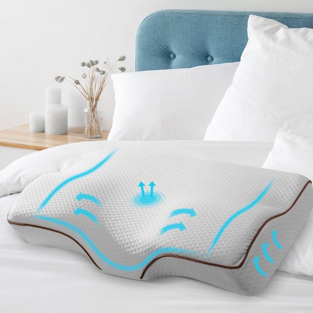 Memory Foam Pillow Neck Pillows Contour Rebound Pain Relief Support White Image 7