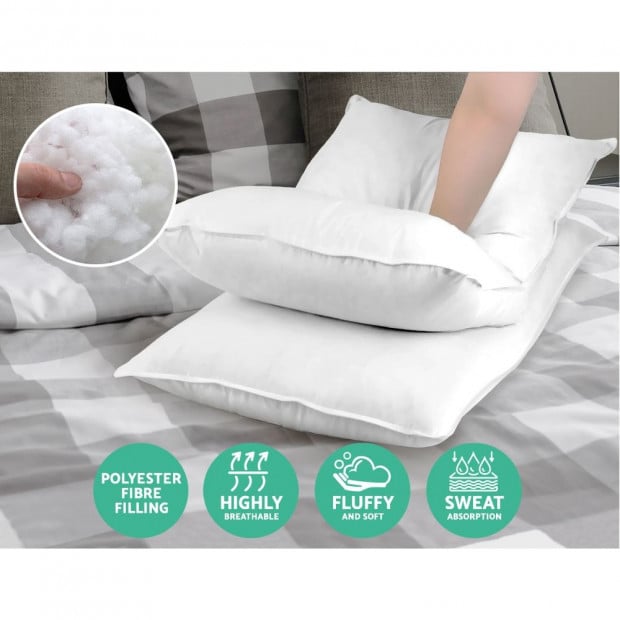 Bedding King Size 4 Pack Bed Pillow Medium*2 Firm*2 Microfibre Fiiling Image 3