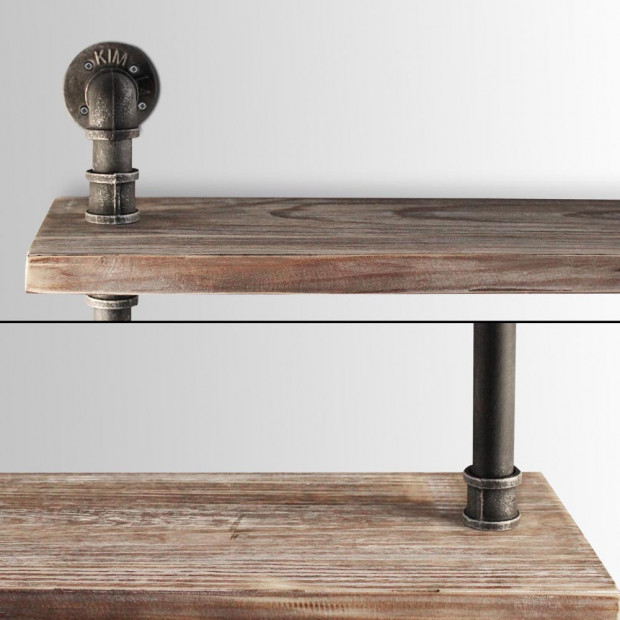 Rustic Industrial DIY Floating Pipe Shelf - 98 x 92cm Image 4