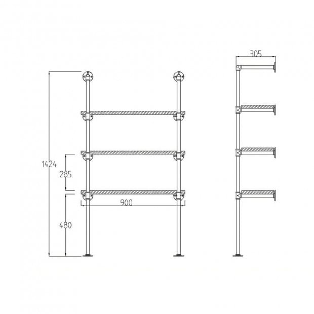 Industrial DIY Pipe Shelf Rustic Floating Wall Display Shelves Bracket Image 2