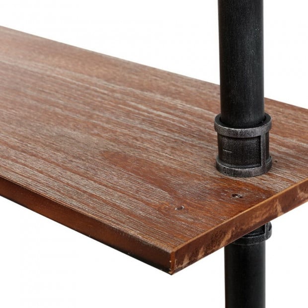 Industrial DIY Pipe Shelf Rustic Floating Wall Display Shelves Bracket Image 3