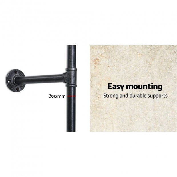 Industrial DIY Pipe Shelf Rustic Floating Wall Display Shelves Bracket Image 6