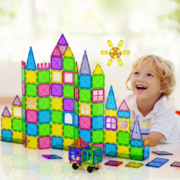 120pcs Kids Magnetic Tiles Blocks Building Educational Toys Children Gift Image 6