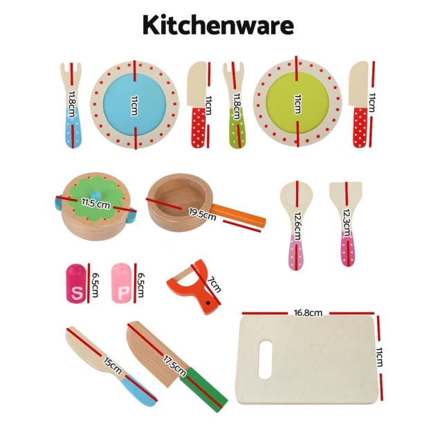 Kids Pretend Play Food Kitchen Wooden Toys Childrens Cooking Utensils Image 3