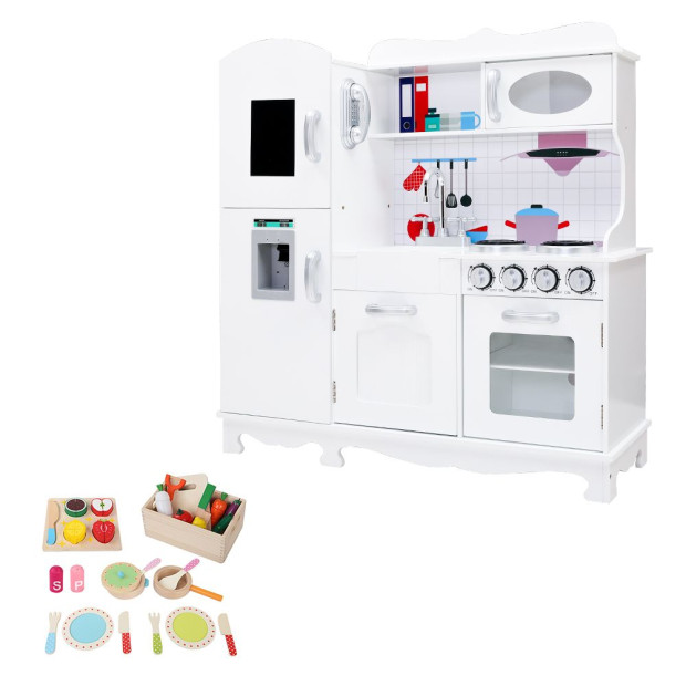 Kids Wooden Kitchen Set Pretend Play Toys Cooking Children White