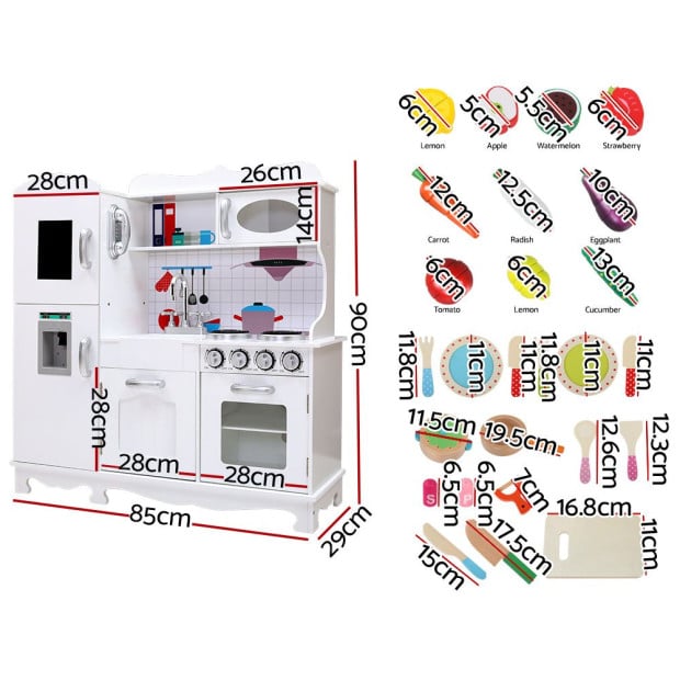 Kids Wooden Kitchen Set Pretend Play Toys Cooking Children White Image 2