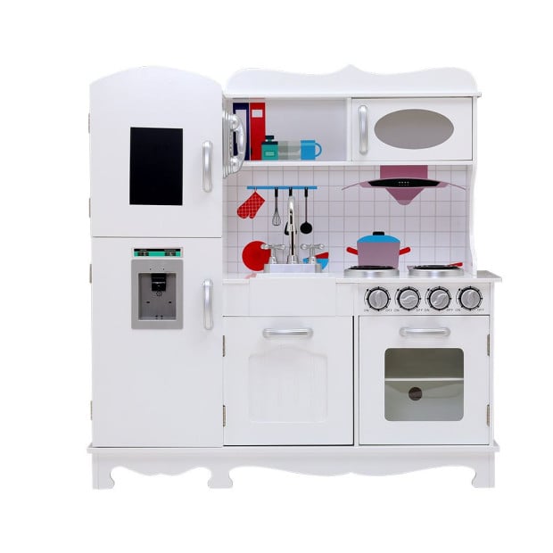 Kids Wooden Kitchen Set Pretend Play Toys Cooking Children White Image 3