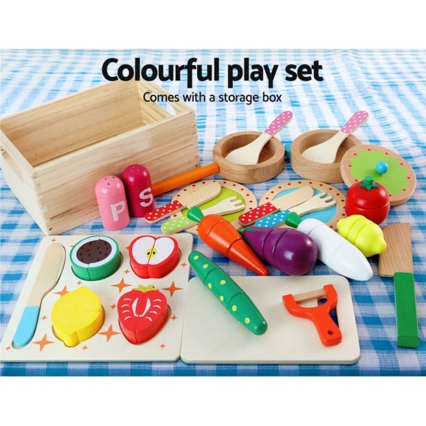 Kids Wooden Kitchen Set Pretend Play Toys Cooking Children White Image 7