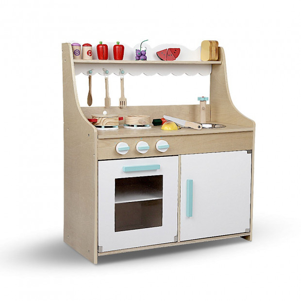 Kids Wooden Kitchen Play Set - Natural & White
