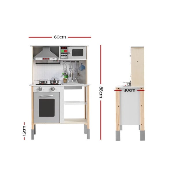 Kids Kitchen Set Pretend Play Wooden Toys Cooking Cookware Children Image 2