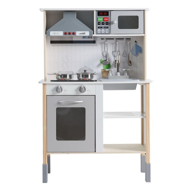 Kids Kitchen Set Pretend Play Wooden Toys Cooking Cookware Children Image 3