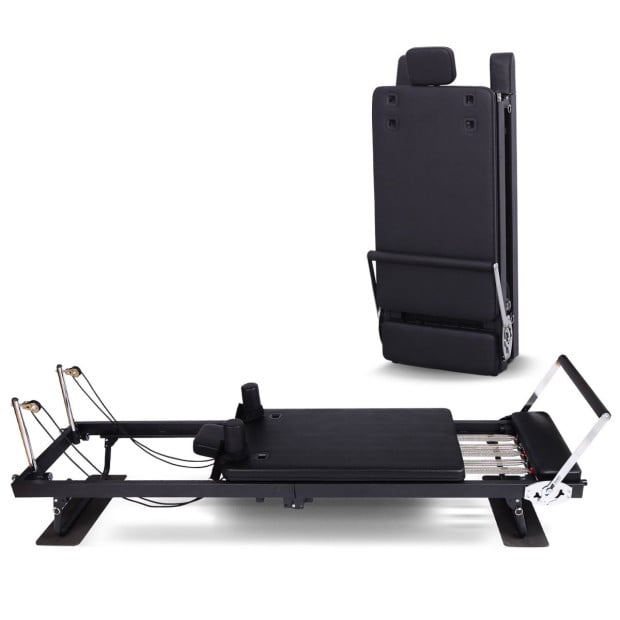 Powertrain Aria Pilates Reformer Machine Steel Foldable Multifunctional Home Gym Equipment Exercise Trainer Black Image 2