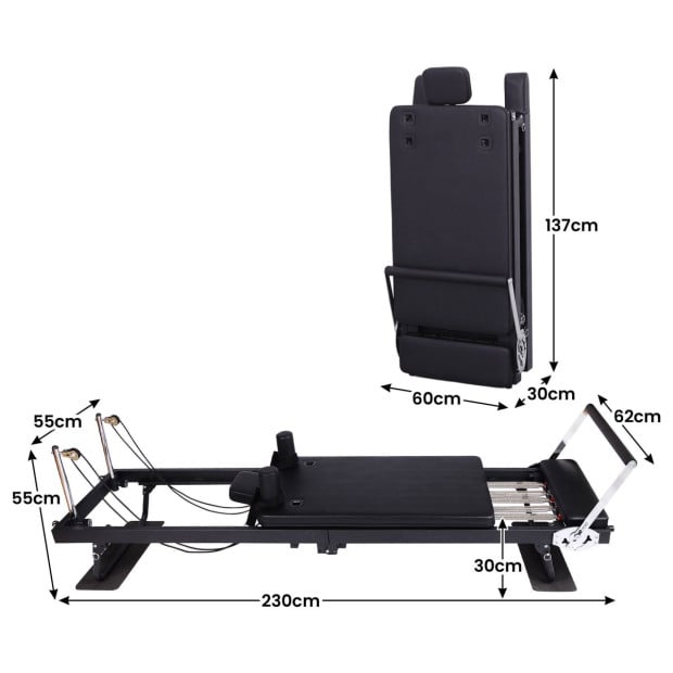 Powertrain Aria Pilates Reformer Machine Steel Foldable Multifunctional Home Gym Equipment Exercise Trainer Black Image 3